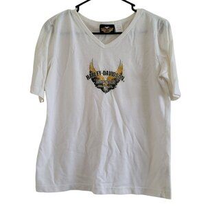 Harley Davidson Motorcycles T-Shirt Womens Size Large Milwaukee WI Angel Wings